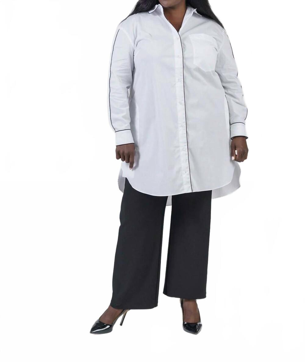 NEW SEE ROSE GO signature piping tunic shirt - plus in white